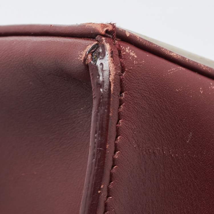 Pre Owned Balenciaga Burgundy Leather Le Dix Cartable Top Handle Bag
