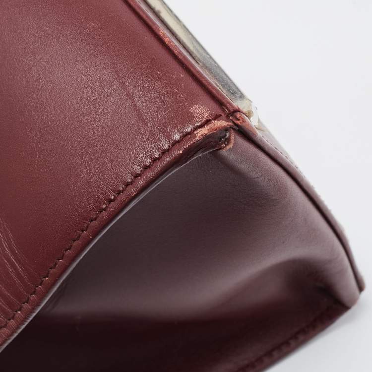 Pre Owned Balenciaga Burgundy Leather Le Dix Cartable Top Handle Bag