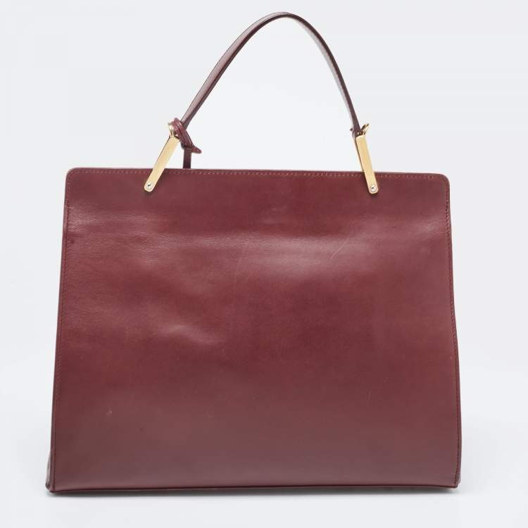 Pre Owned Balenciaga Burgundy Leather Le Dix Cartable Top Handle Bag