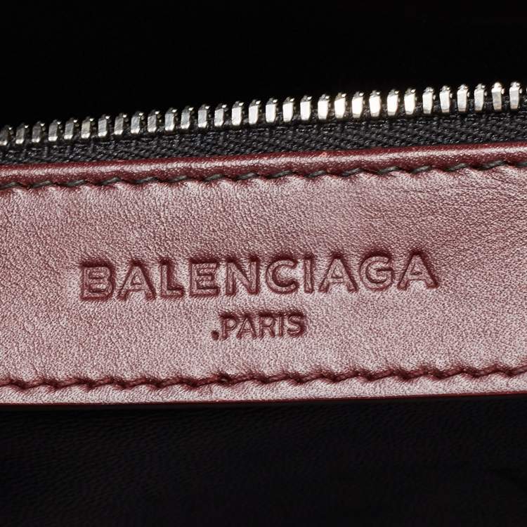 Pre Owned Balenciaga Burgundy Leather Le Dix Cartable Top Handle Bag