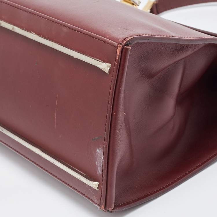 Pre Owned Balenciaga Burgundy Leather Le Dix Cartable Top Handle Bag