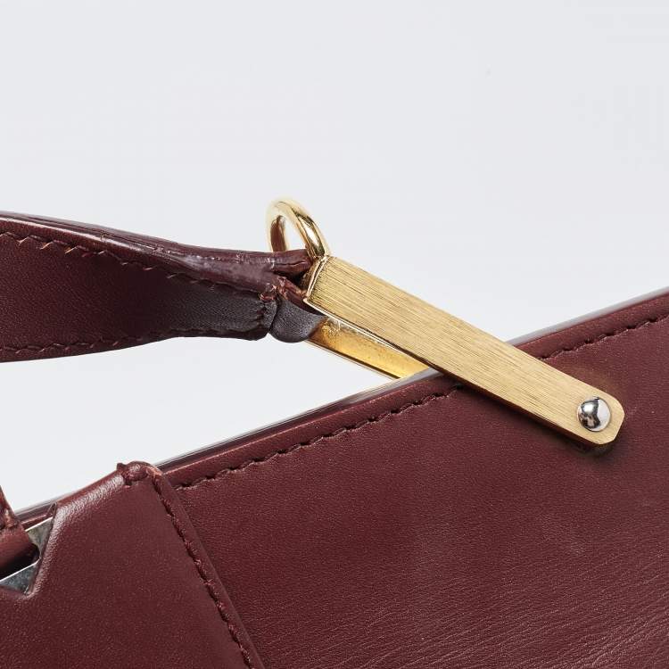 Pre Owned Balenciaga Burgundy Leather Le Dix Cartable Top Handle Bag