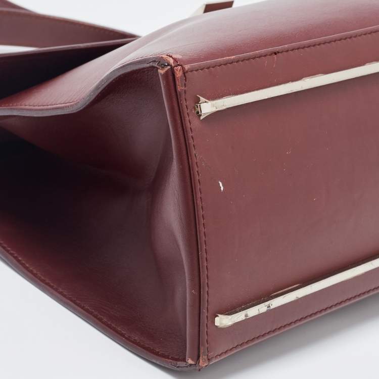 Pre Owned Balenciaga Burgundy Leather Le Dix Cartable Top Handle Bag
