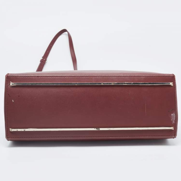 Pre Owned Balenciaga Burgundy Leather Le Dix Cartable Top Handle Bag