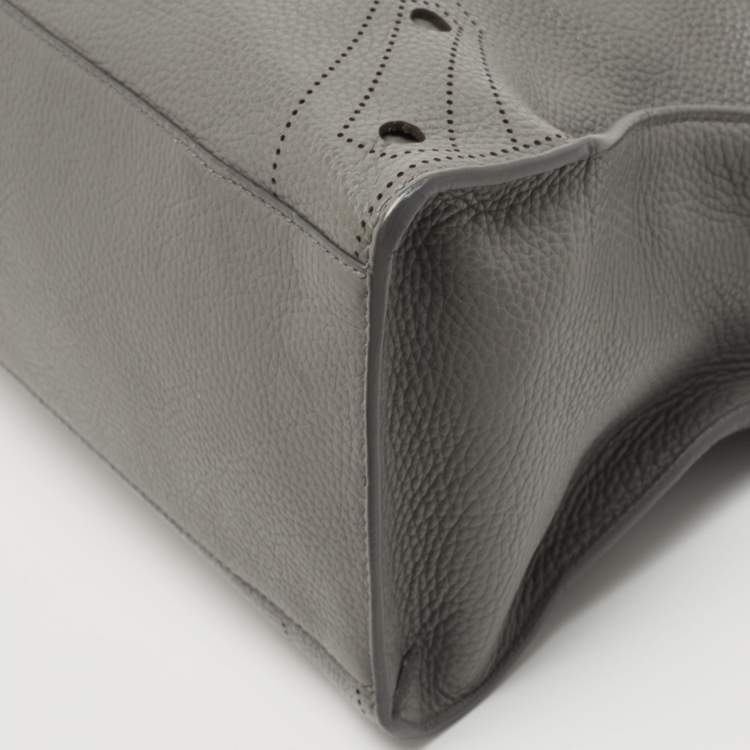 Pre Owned Balenciaga Grey Leather Black Out City Bag
