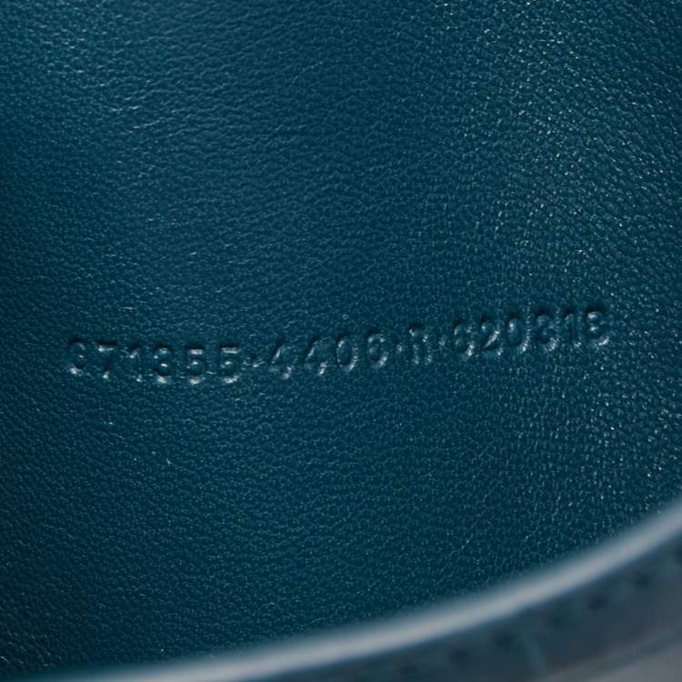 مملوكة مسبقًا Balenciaga Dark Teal Blue Croc Embossed Leather XS Downtown Shoulder Bag