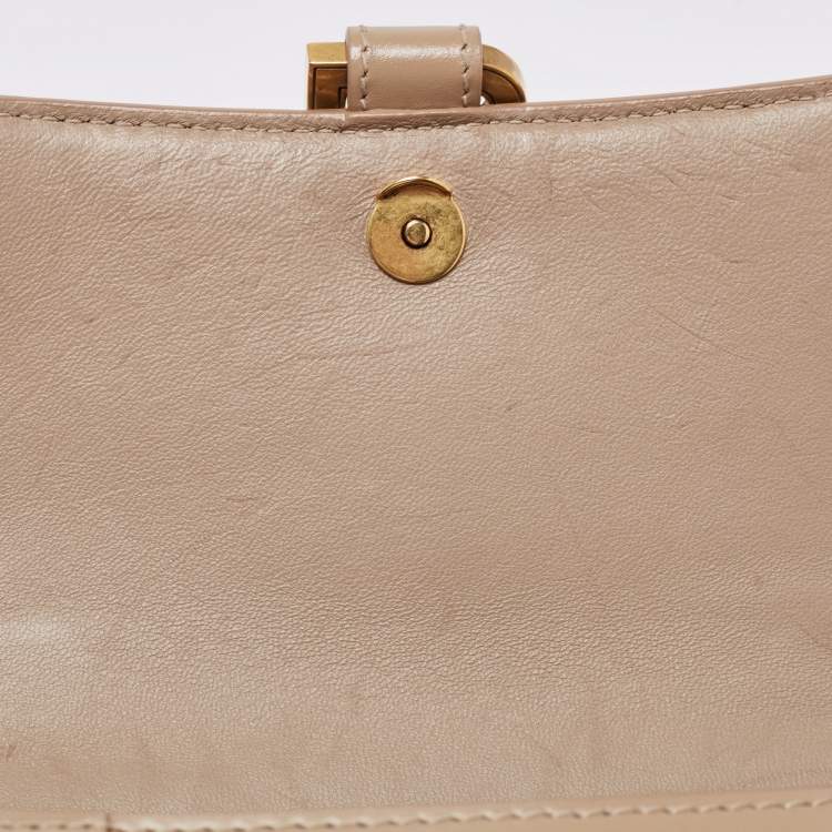 Pre Owned Balenciaga Light Beige Leather Small Hourglass Top Handle Bag