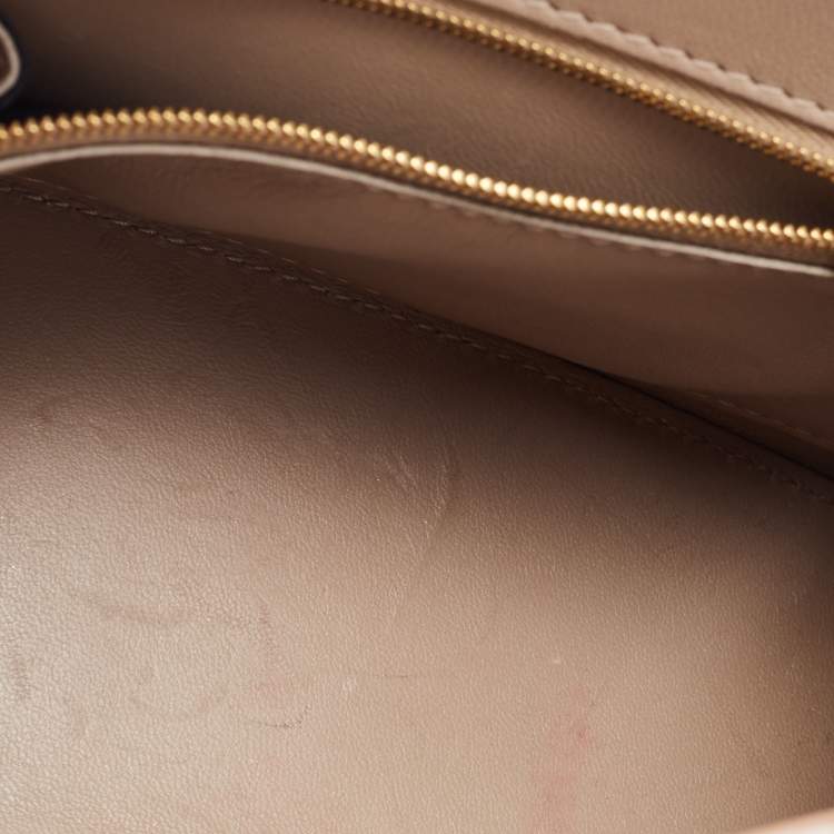 Pre Owned Balenciaga Light Beige Leather Small Hourglass Top Handle Bag