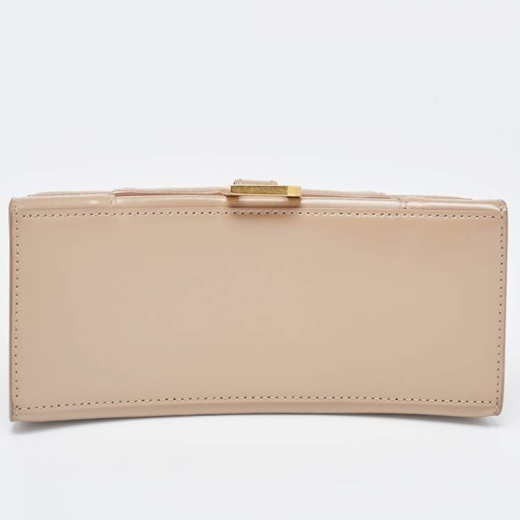 Pre Owned Balenciaga Light Beige Leather Small Hourglass Top Handle Bag