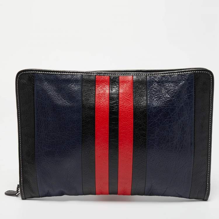 Pre Owned Balenciaga Tricolor Leather Bazar Pouch