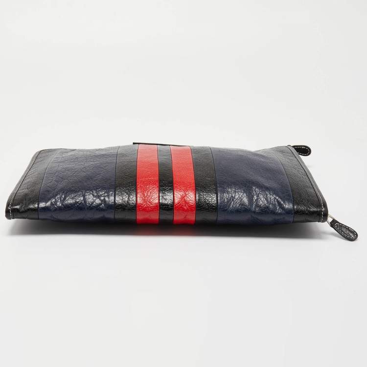 Pre Owned Balenciaga Tricolor Leather Bazar Pouch