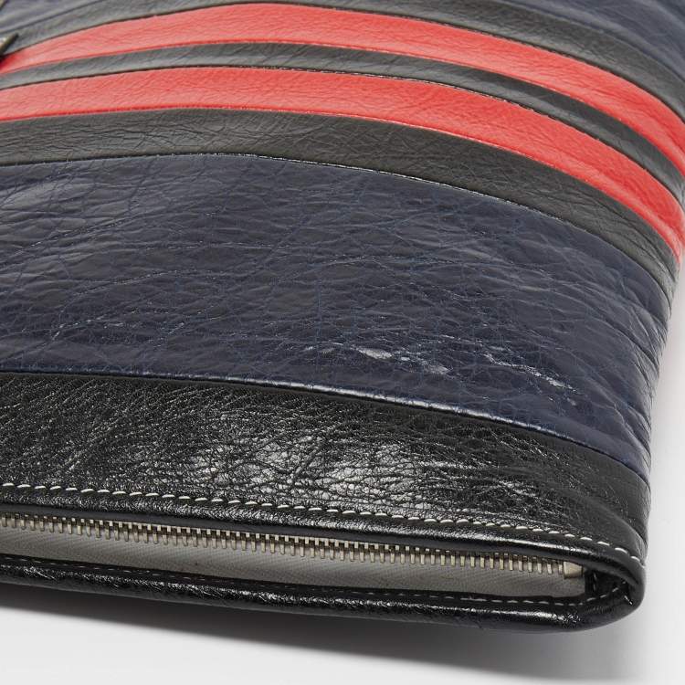 Pre Owned Balenciaga Tricolor Leather Bazar Pouch