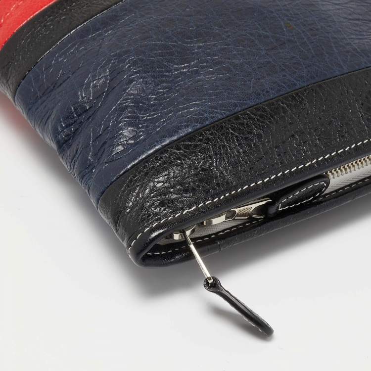 Pre Owned Balenciaga Tricolor Leather Bazar Pouch