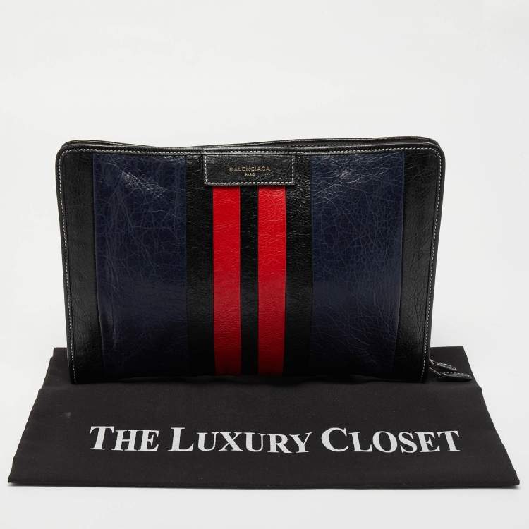 Pre Owned Balenciaga Tricolor Leather Bazar Pouch