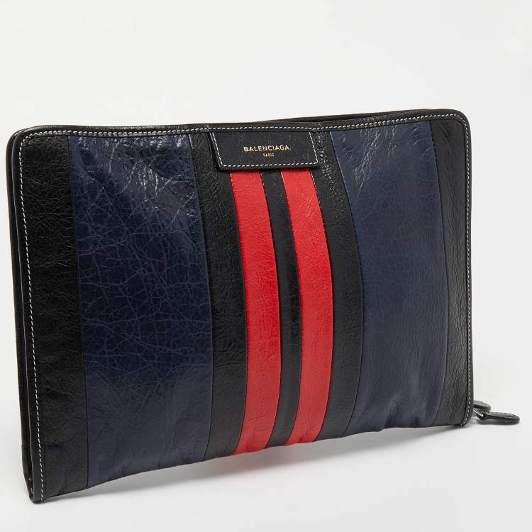 Pre Owned Balenciaga Tricolor Leather Bazar Pouch