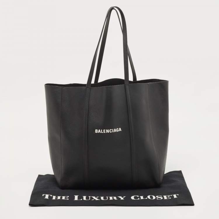 Pre Owned Balenciaga Black Leather Everyday Shopper Tote