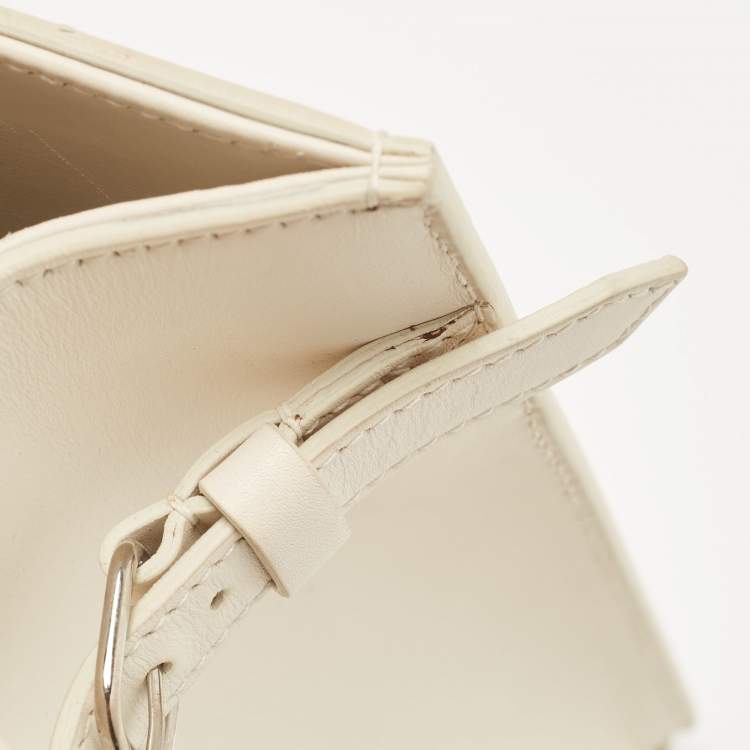 Pre Owned Balenciaga Off White Leather Padlock Nude Marble Tote