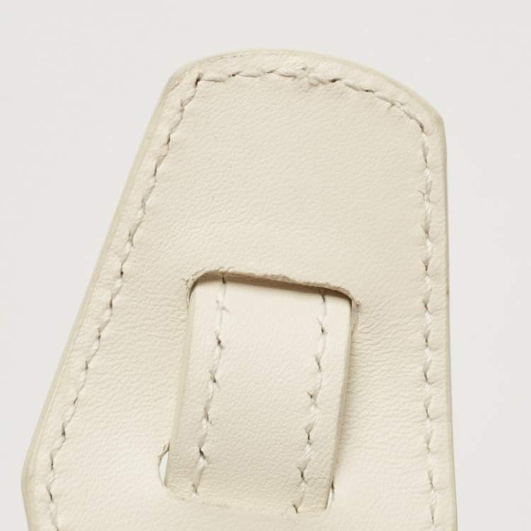 Pre Owned Balenciaga Off White Leather Padlock Nude Marble Tote
