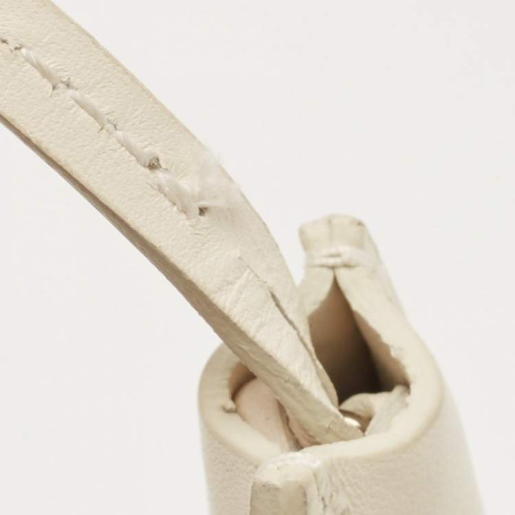Pre Owned Balenciaga Off White Leather Padlock Nude Marble Tote