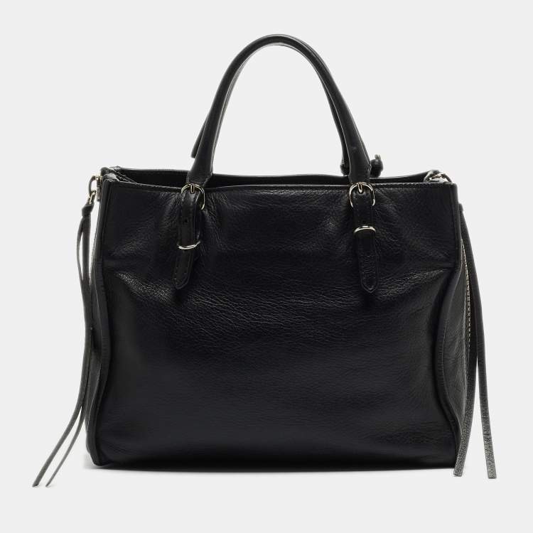 Pre Owned Balenciaga Black Leather Mini Papier A4 Tote