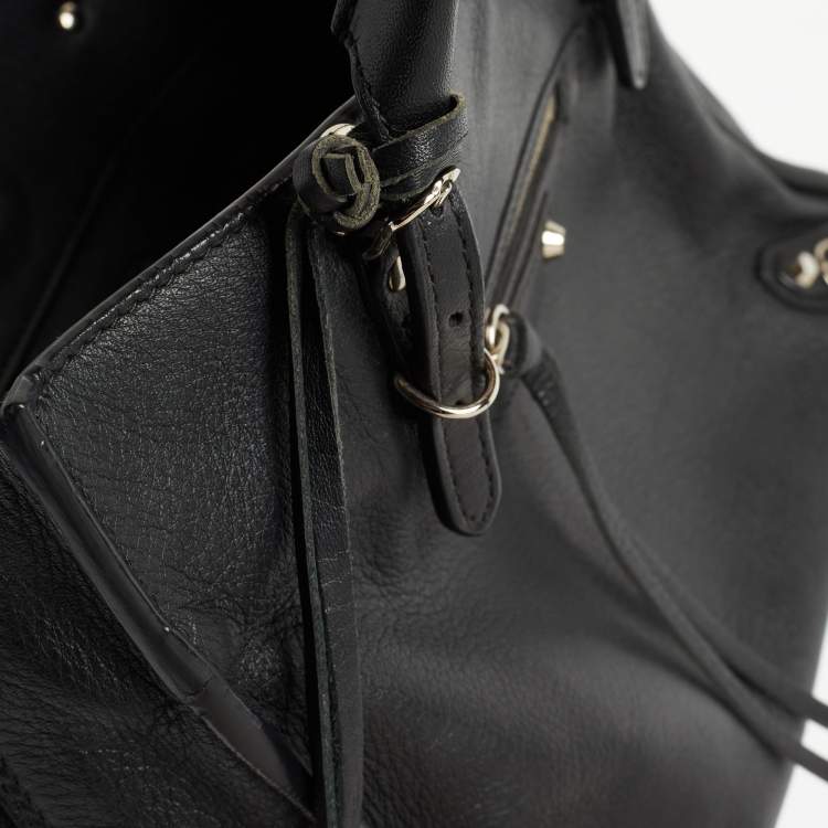 Pre Owned Balenciaga Black Leather Mini Papier A4 Tote