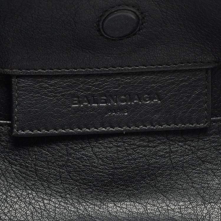 Pre Owned Balenciaga Black Leather Mini Papier A4 Tote