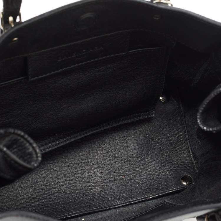 Pre Owned Balenciaga Black Leather Mini Papier A4 Tote