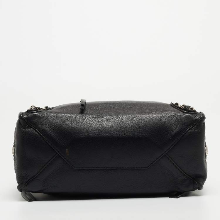 Pre Owned Balenciaga Black Leather Mini Papier A4 Tote