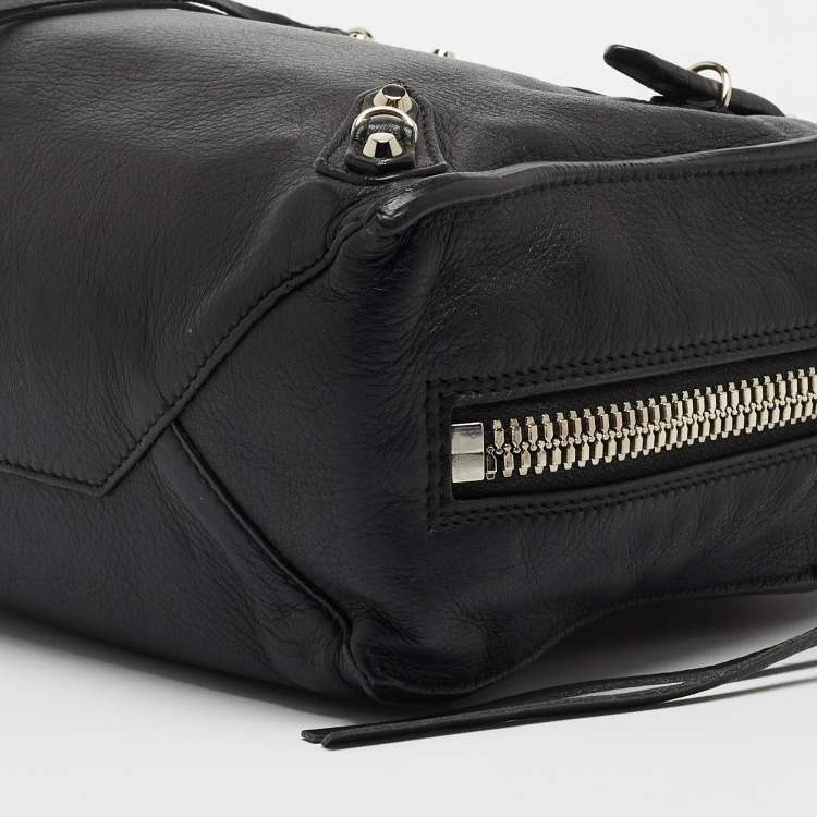 Pre Owned Balenciaga Black Leather Mini Papier A4 Tote