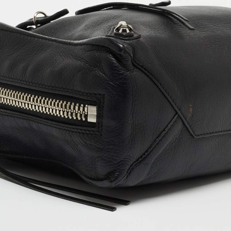 Pre Owned Balenciaga Black Leather Mini Papier A4 Tote
