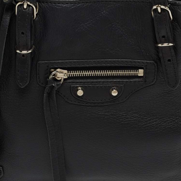 Pre Owned Balenciaga Black Leather Mini Papier A4 Tote