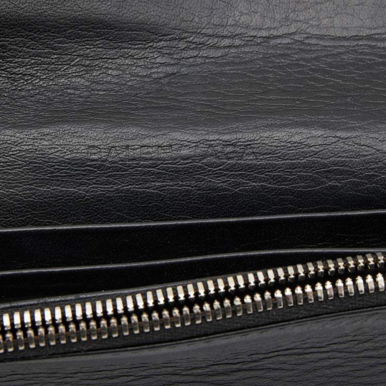 Pre Owned Balenciaga Black Leather City Flap Continental Wallet