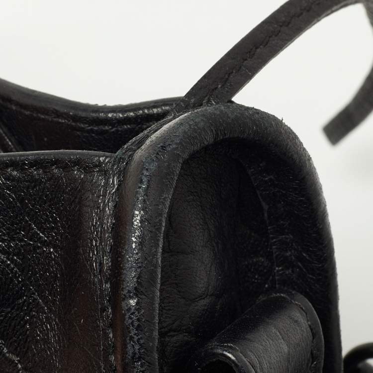 Pre Owned Balenciaga Black Croc Embossed Leather Small Classic City Bag