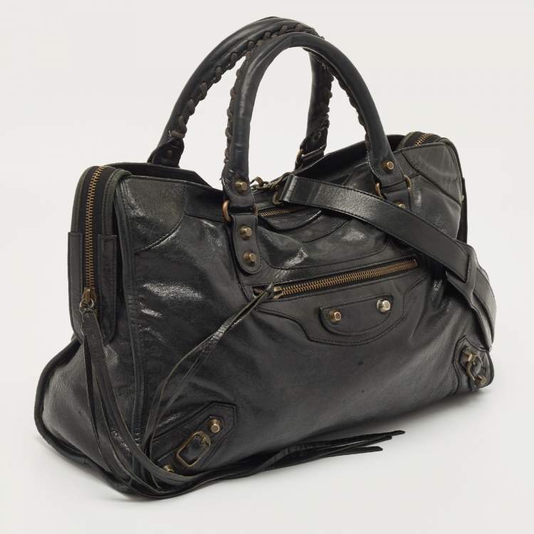 Pre Owned Balenciaga Black Leather RH Classic City Bag