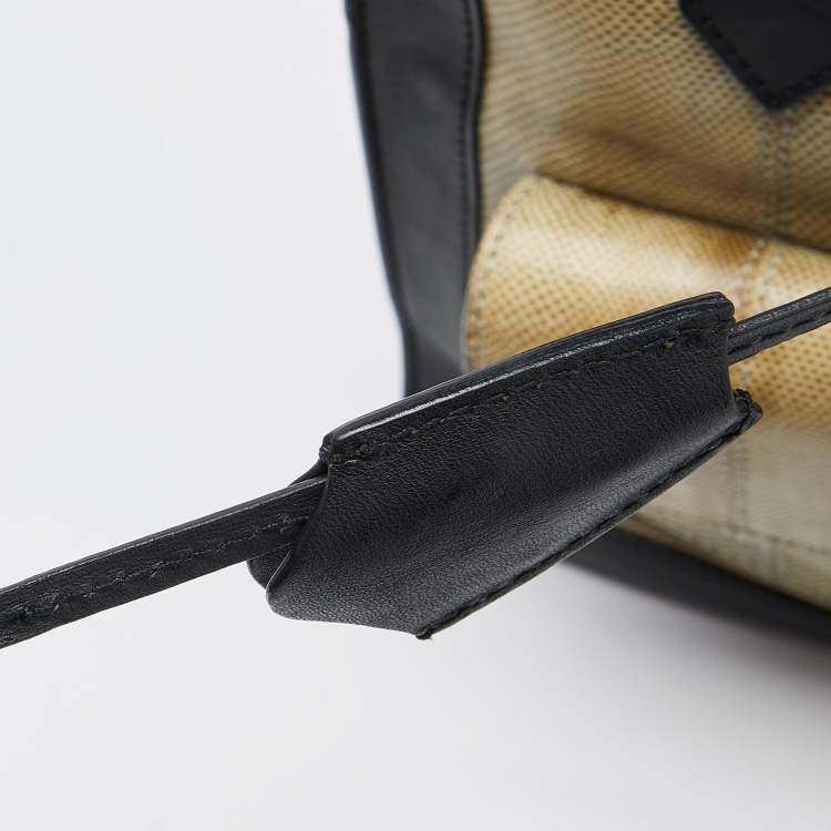 Pre Owned Balenciaga Black/Green Karung and Leather Padlock All Afternoon Tote