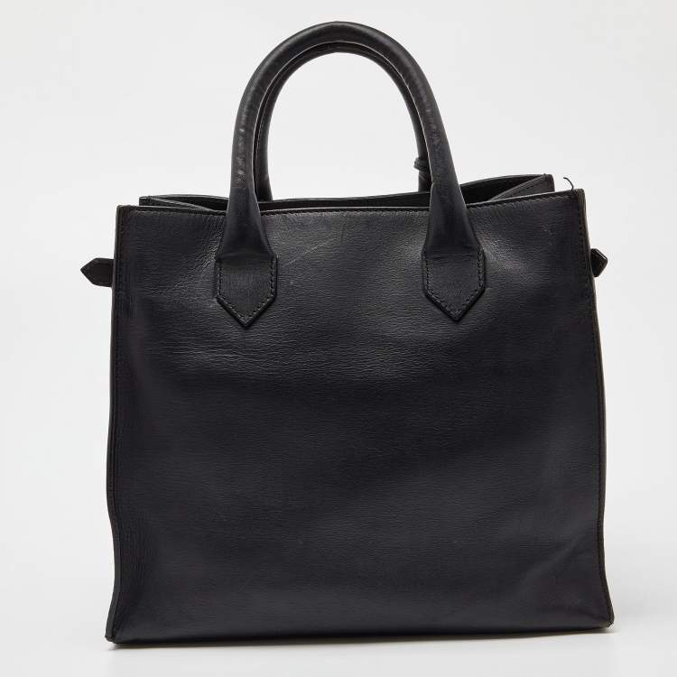 Pre Owned Balenciaga Black/Green Karung and Leather Padlock All Afternoon Tote
