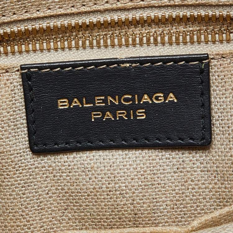 Pre Owned Balenciaga Black/Green Karung and Leather Padlock All Afternoon Tote