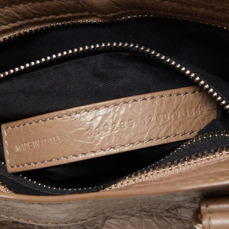 Pre Owned Balenciaga Beige Crinkled Leather Mini City Bag