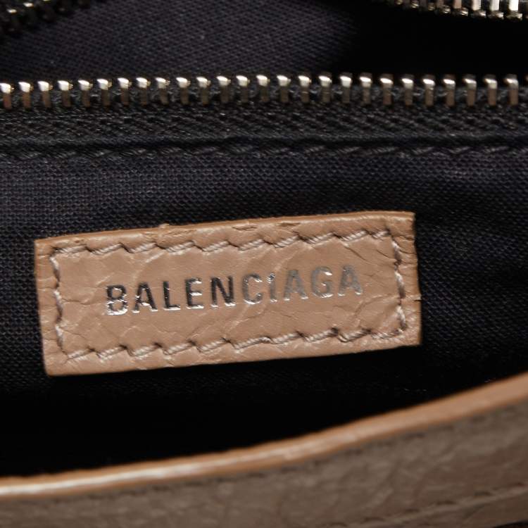 Pre Owned Balenciaga Beige Crinkled Leather Mini City Bag