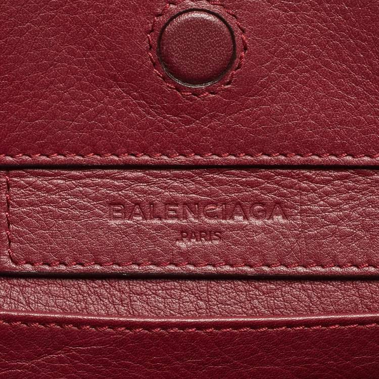 Pre Owned Balenciaga Burgundy Leather Mini Papier A4 Tote