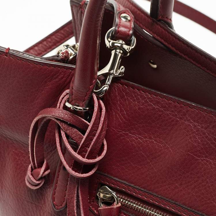 Pre Owned Balenciaga Burgundy Leather Mini Papier A4 Tote