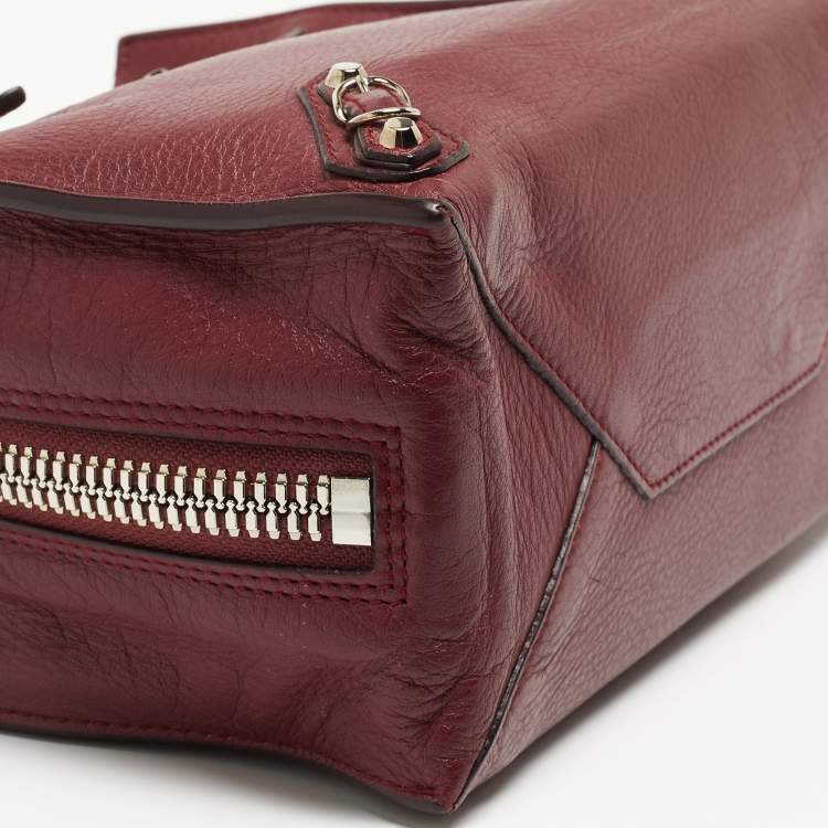 Pre Owned Balenciaga Burgundy Leather Mini Papier A4 Tote
