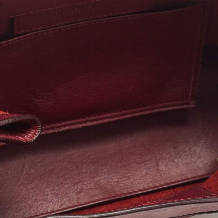 Pre Owned Balenciaga Burgundy Leather Mini Papier A4 Tote