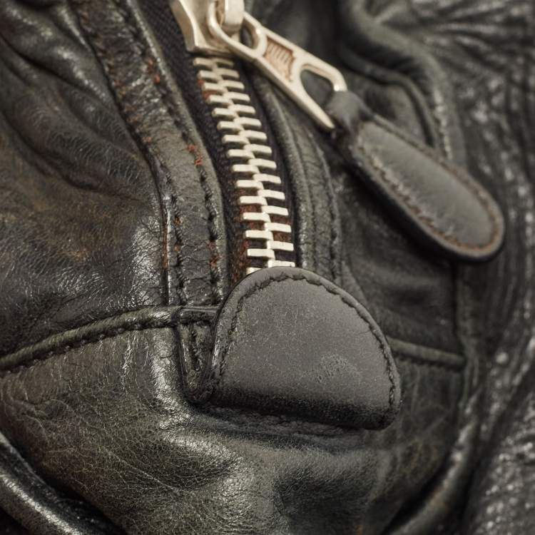 Pre Owned Balenciaga Black Leather GSH Sphere Hobo