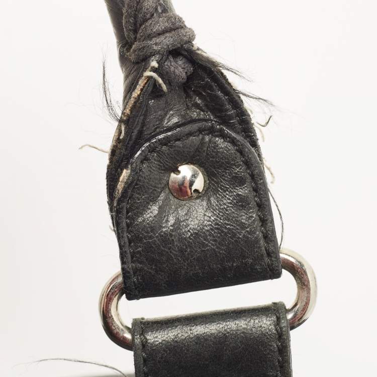 Pre Owned Balenciaga Black Leather GSH Sphere Hobo