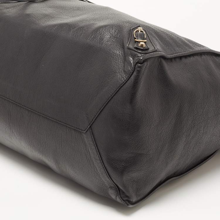Pre Owned Balenciaga Black Leather Papier A4 Tote