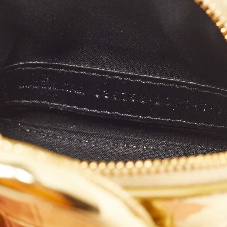 Pre Owned Balenciaga Metallic Gold Croc Embossed Leather Mini Ville Crossbody Bag