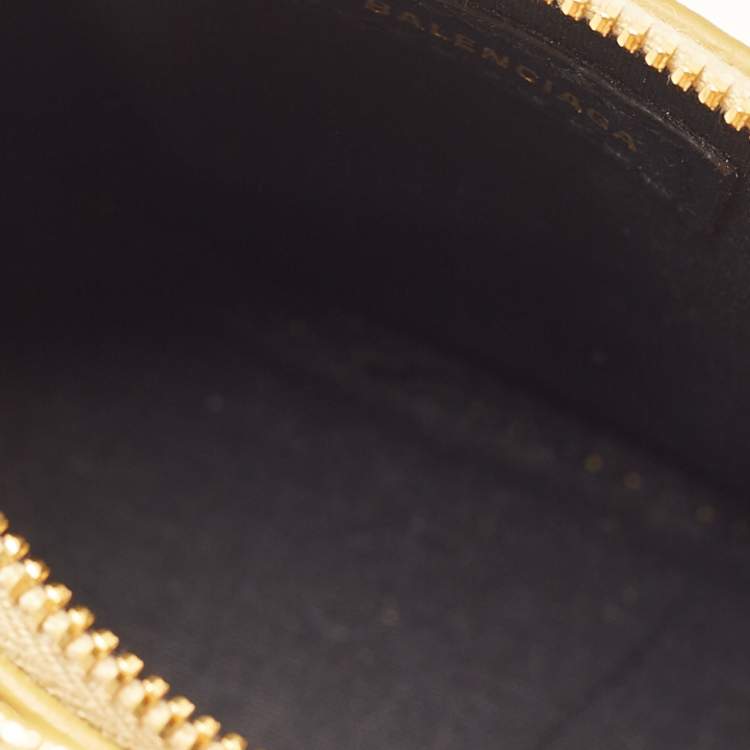 Pre Owned Balenciaga Metallic Gold Croc Embossed Leather Mini Ville Crossbody Bag