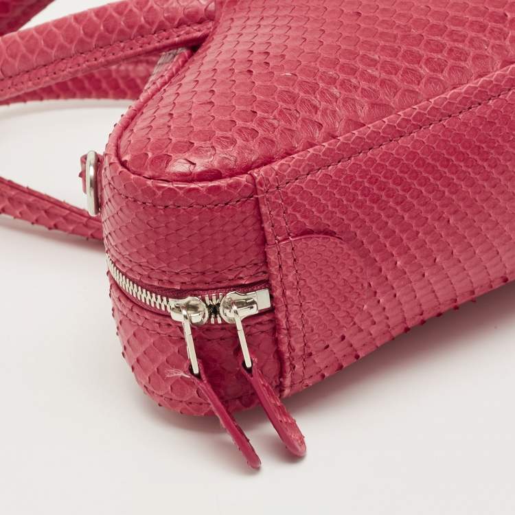 Pre Owned Balenciaga Red Snakeskin Leather XS Chain Triangle Duffle Bag