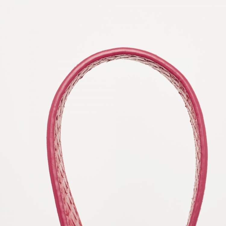 Pre Owned Balenciaga Red Snakeskin Leather XS Chain Triangle Duffle Bag